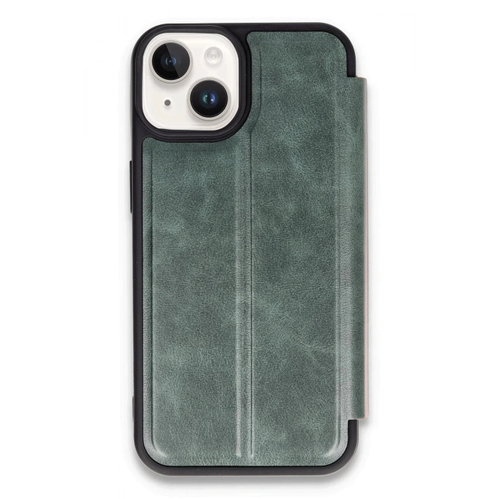 Newface iPhone 14 Kılıf Flip Cover - Koyu Yeşil