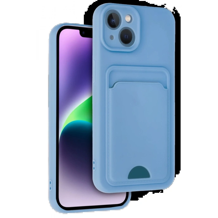 Newface iPhone 14 Kılıf Kelvin Kartvizitli Silikon - Mavi