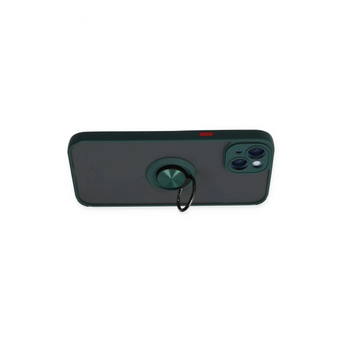 Newface iPhone 14 Kılıf Montreal Yüzüklü Silikon Kapak - Yeşil