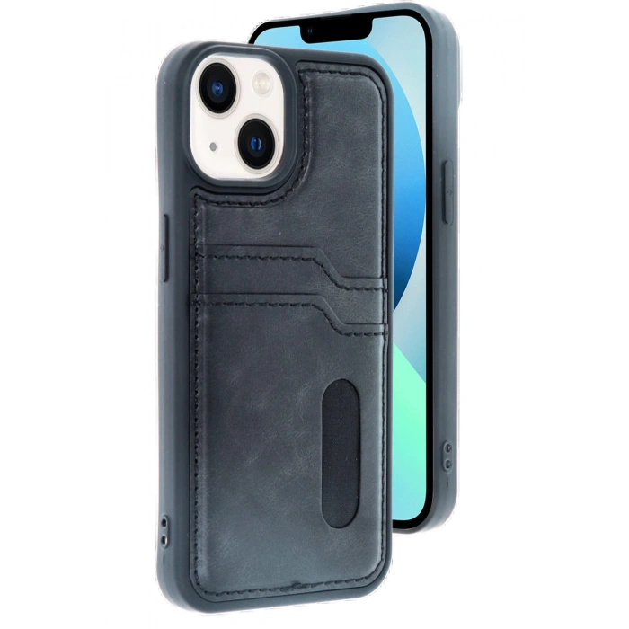 Newface iPhone 14 Kılıf Sara Kartvizitli Deri Kılıf - Siyah