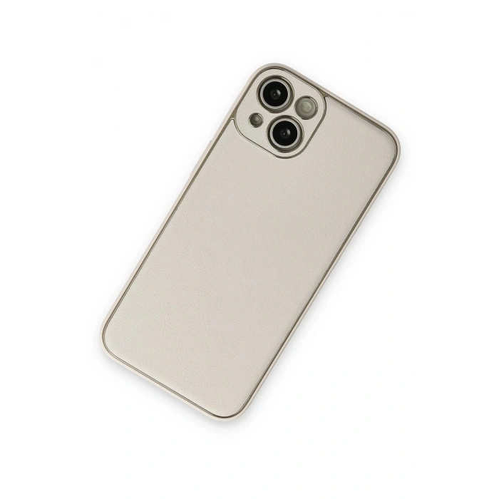 Newface iPhone 14 Plus Kılıf Coco Deri Silikon Kapak - Beyaz