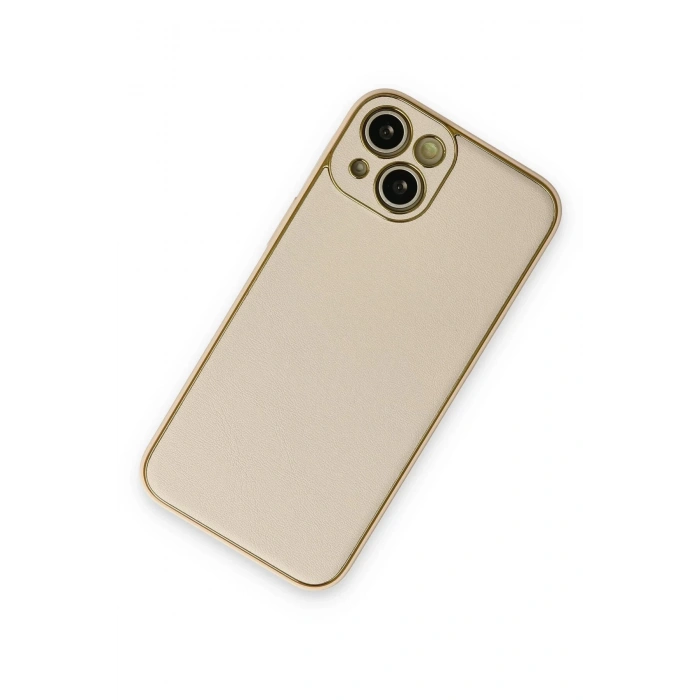 Newface iPhone 14 Plus Kılıf Coco Deri Silikon Kapak - Gold