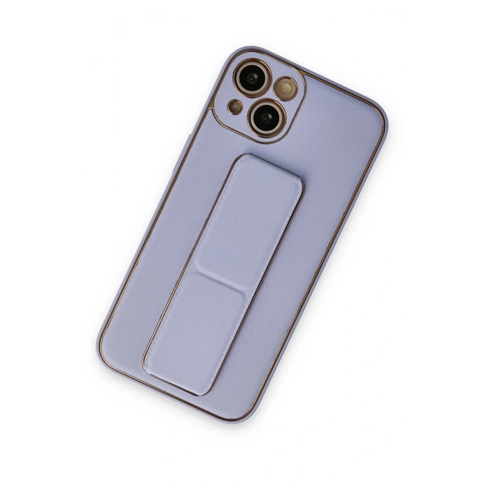 Newface iPhone 14 Plus Kılıf Coco Deri Standlı Kapak - Lila