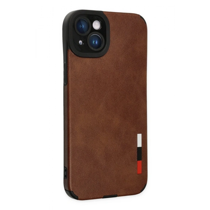 Newface iPhone 14 Plus Kılıf Loop Deri Silikon - Kahverengi