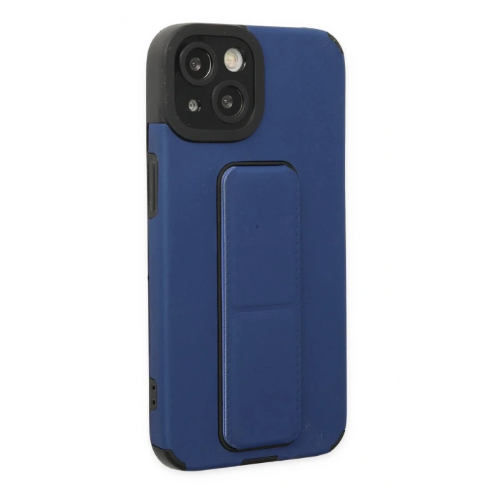 Newface iPhone 14 Plus Kılıf Mega Standlı Silikon - Mavi