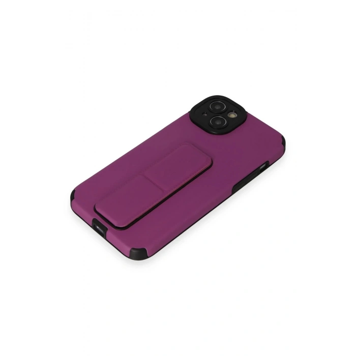 Newface iPhone 14 Plus Kılıf Mega Standlı Silikon - Mor
