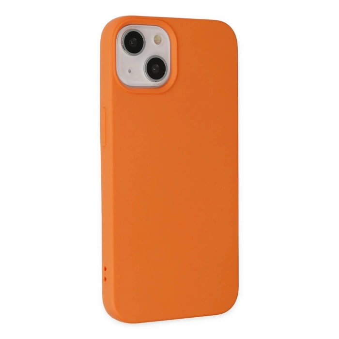 Newface iPhone 14 Plus Kılıf Nano içi Kadife Silikon - Turuncu