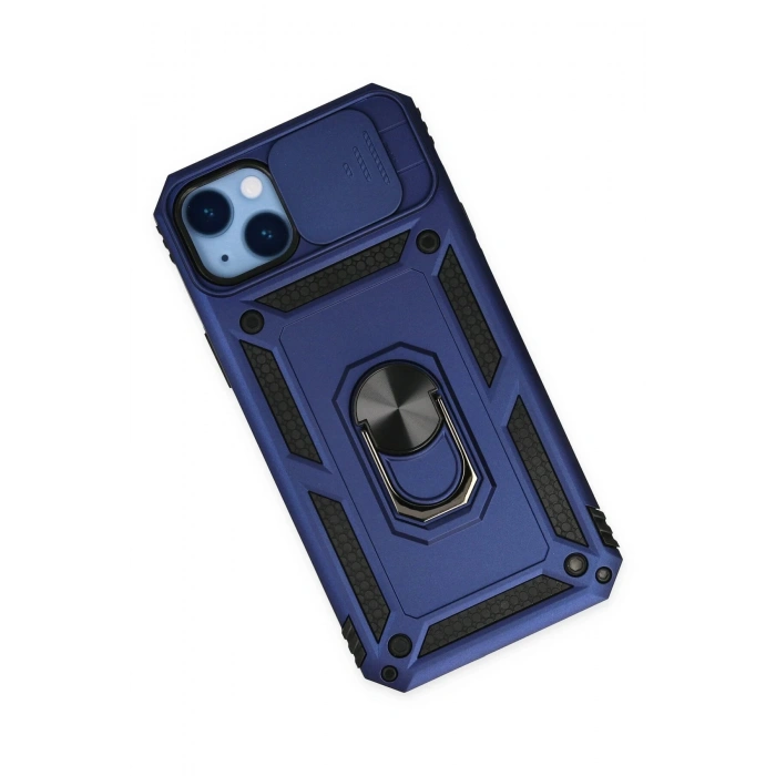 Newface iPhone 14 Plus Kılıf Pars Lens Yüzüklü Silikon - Lacivert