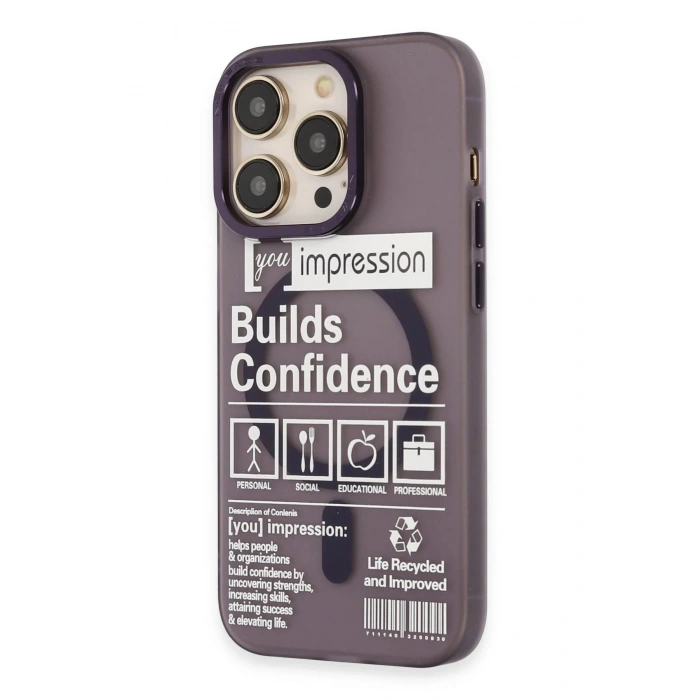 Newface iPhone 14 Pro Kılıf Apollo Magneticsafe Desenli Kapak - Apollo Mor - 6