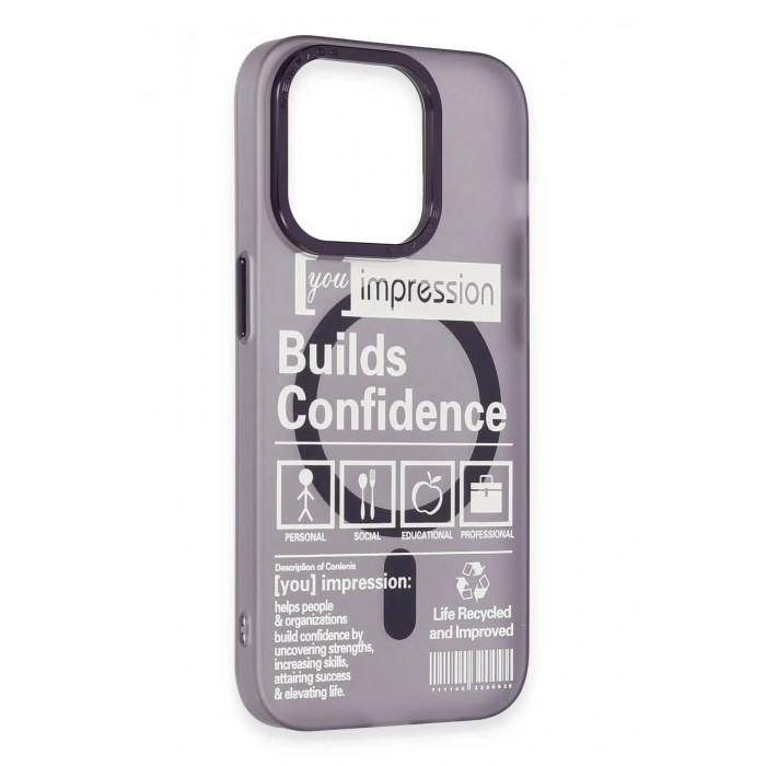 Newface iPhone 14 Pro Kılıf Apollo Magneticsafe Desenli Kapak - Apollo Mor - 6