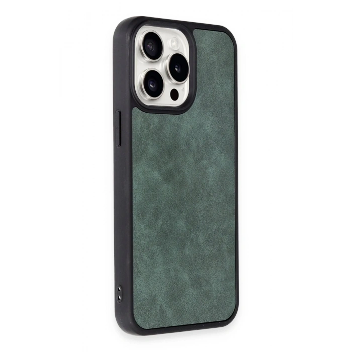 Newface iPhone 14 Pro Kılıf Aras Deri Kapak - Koyu Yeşil