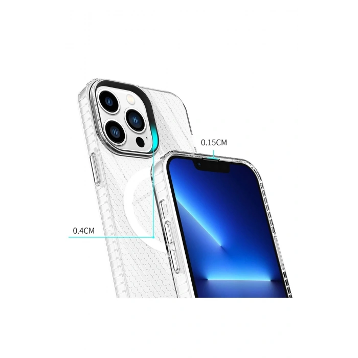 Newface iPhone 14 Pro Kılıf Beta Magneticsafe Silikon - Şeffaf