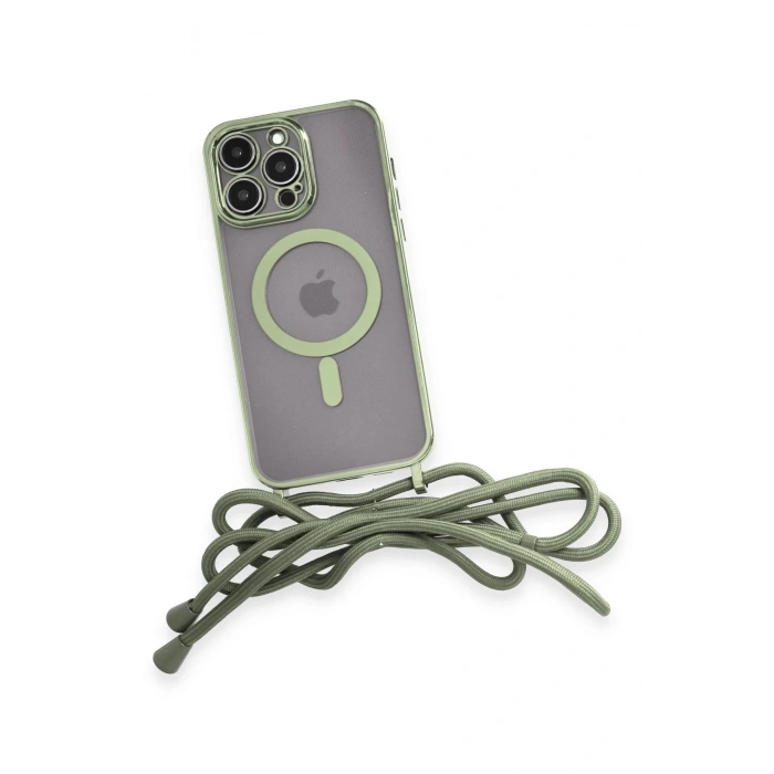 Newface iPhone 14 Pro Kılıf Divo Lazer Askılı Magsafe Kapak - Koyu Yeşil