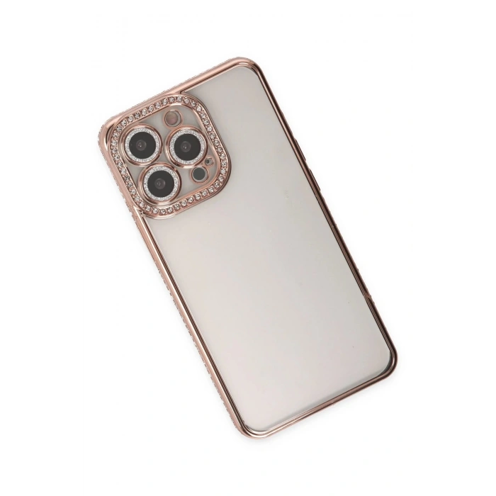 Newface iPhone 14 Pro Kılıf Joke Taşlı Silikon - Pembe