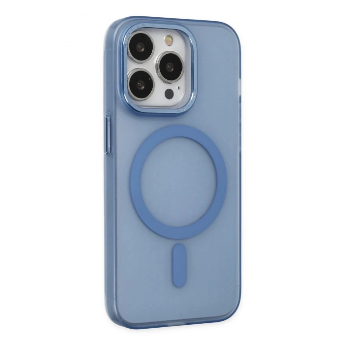Newface iPhone 14 Pro Kılıf Lodos Magneticsafe Mat Kapak - Sierra Blue