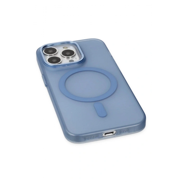 Newface iPhone 14 Pro Kılıf Lodos Magneticsafe Mat Kapak - Sierra Blue