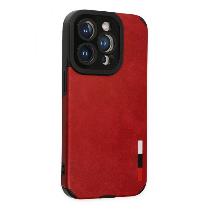 Newface iPhone 14 Pro Kılıf Loop Deri Silikon - Kırmızı
