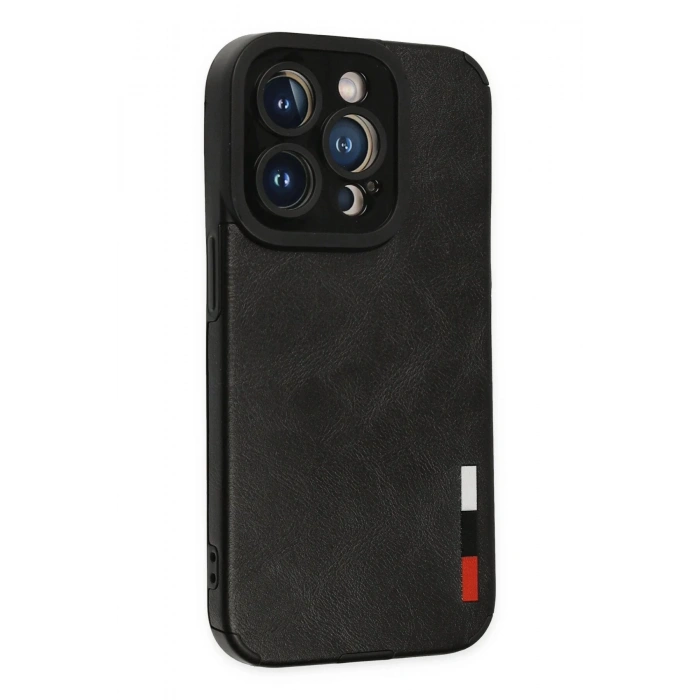 Newface iPhone 14 Pro Kılıf Loop Deri Silikon - Siyah