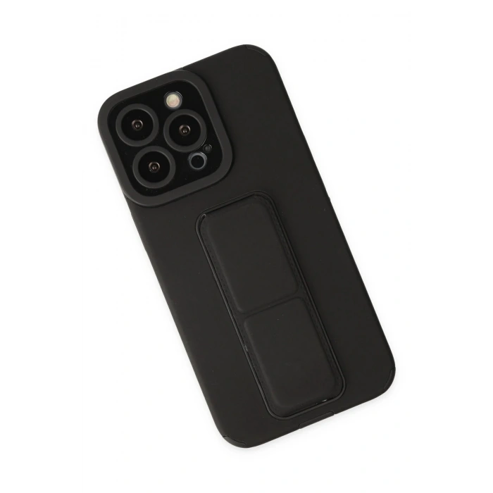 Newface iPhone 14 Pro Kılıf Mega Standlı Silikon - Siyah