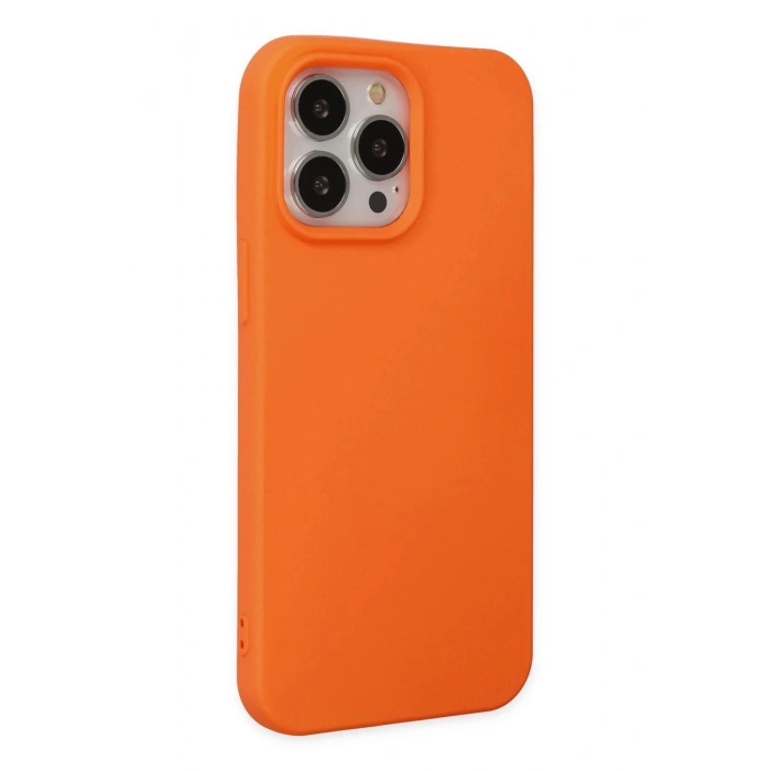 Newface iPhone 14 Pro Kılıf Nano içi Kadife Silikon - Turuncu