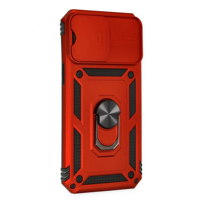 Newface iPhone 14 Pro Kılıf Pars Lens Yüzüklü Silikon - Kırmızı