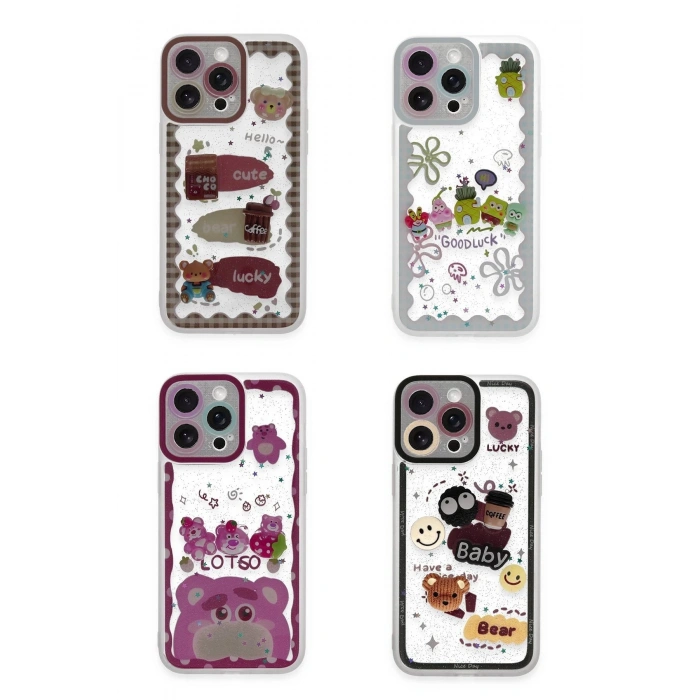 Newface iPhone 14 Pro Kılıf Sweet Desenli Silikon Kapak - Açık Mavi