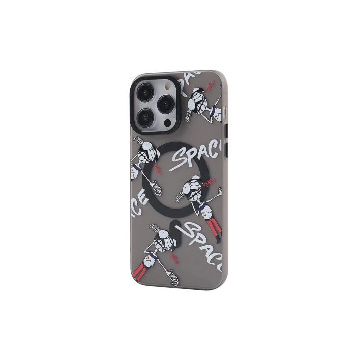 Newface iPhone 14 Pro Max Kılıf Apollo Magneticsafe Desenli Kapak - Apollo Siyah - 3