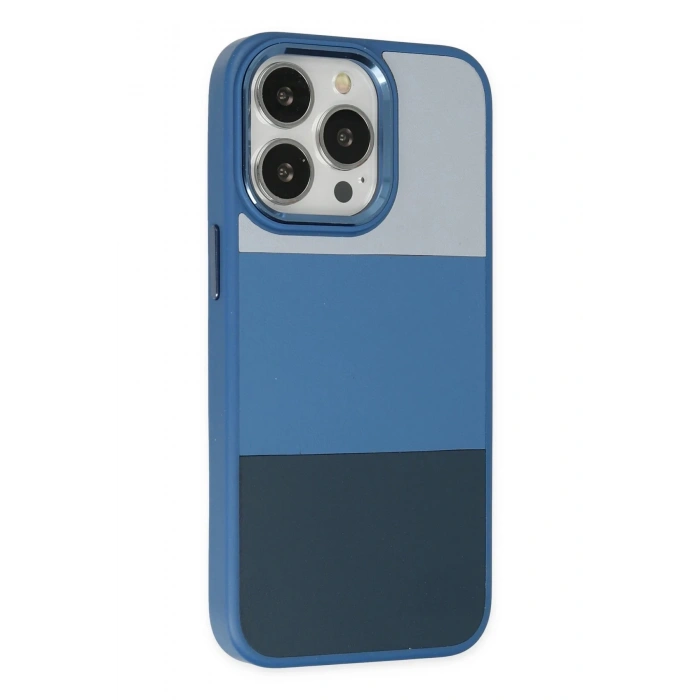 Newface iPhone 14 Pro Max Kılıf King Kapak - Açık Mavi-Lacivert