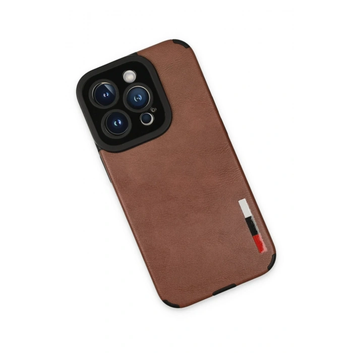 Newface iPhone 14 Pro Max Kılıf Loop Deri Silikon - Kahverengi