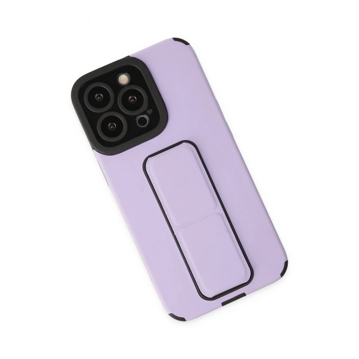 Newface iPhone 14 Pro Max Kılıf Mega Standlı Silikon - Lila