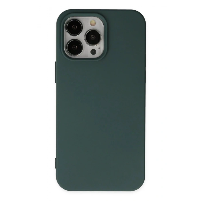 Newface iPhone 14 Pro Max Kılıf Nano içi Kadife Silikon - Koyu Yeşil