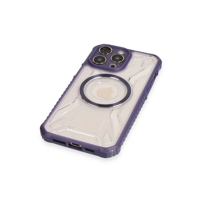 Newface iPhone 14 Pro Max Kılıf Prag Magneticsafe Kapak - Derin Mor