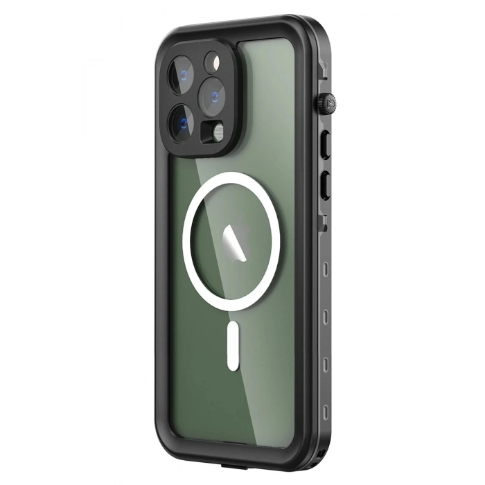 Newface iPhone 14 Pro Max Kılıf Red Pepper Magneticsafe Su Geçirmez Kılıf - Siyah-Gri