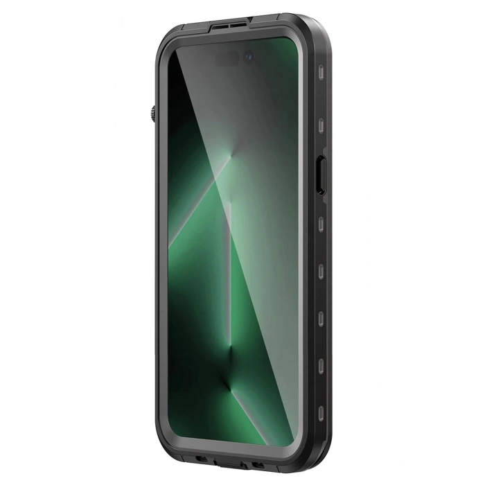 Newface iPhone 14 Pro Max Kılıf Red Pepper Magneticsafe Su Geçirmez Kılıf - Siyah-Gri