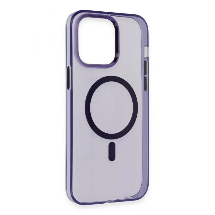 Newface iPhone 14 Pro Max Kılıf Tron Şeffaf Magsafe Kapak - Derin Mor