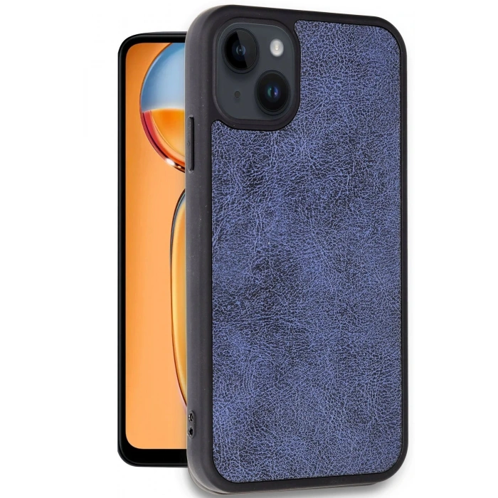 Newface iPhone 15 Kılıf Aras Deri Kapak - Lacivert