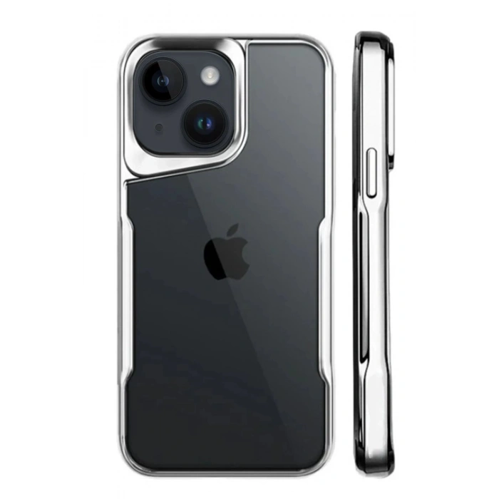 Newface iPhone 15 Kılıf Boyi Silikon Kapak - Gümüş