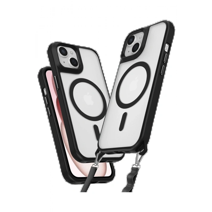 Newface iPhone 15 Kılıf Enka Magsafe Silikon Kılıf - Siyah