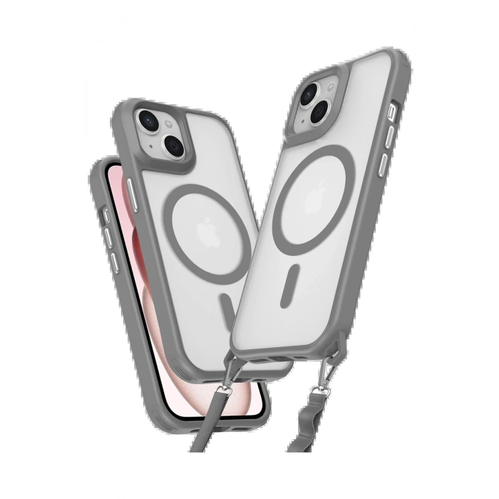 Newface iPhone 15 Kılıf Enka Magsafe Silikon Kılıf - Titan Gri