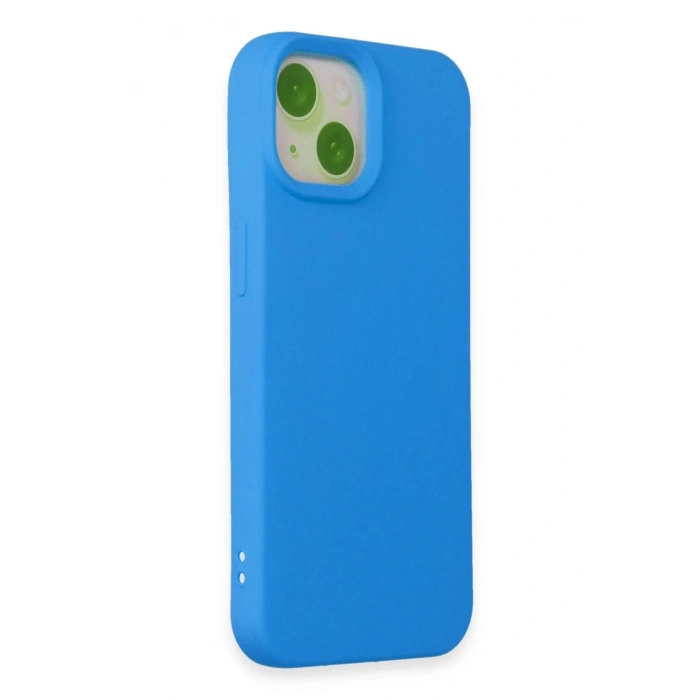 Newface iPhone 15 Kılıf Nano içi Kadife Silikon - Mavi