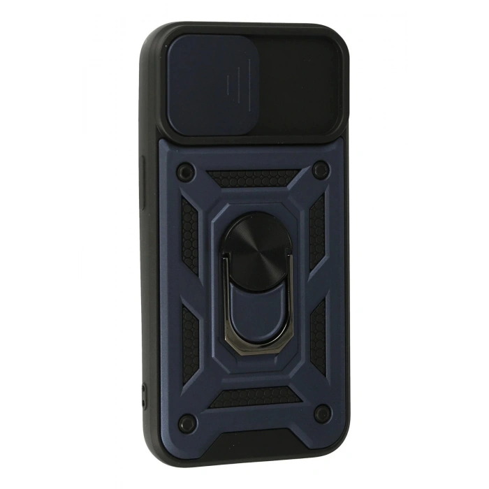 Newface iPhone 15 Kılıf Pars Lens Yüzüklü Silikon - Lacivert