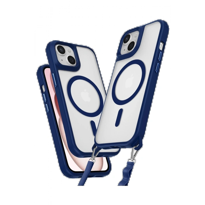 Newface iPhone 15 Plus Kılıf Enka Magsafe Silikon Kılıf - Lacivert