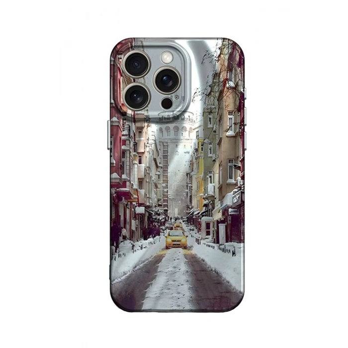 Newface iPhone 15 Pro Kılıf Crew Desenli Kapak - Galata Kulesi