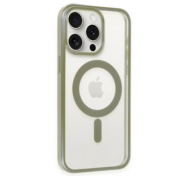 Newface iPhone 15 Pro Kılıf Erozi Magsafe Kapak - Gri