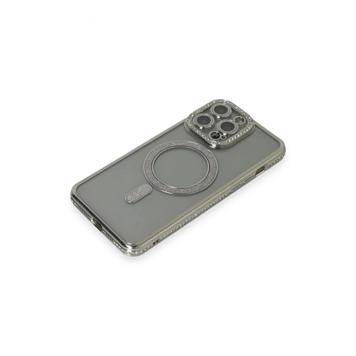 Newface iPhone 15 Pro Kılıf Joke Simli Magneticsafe Kılıf - Gri