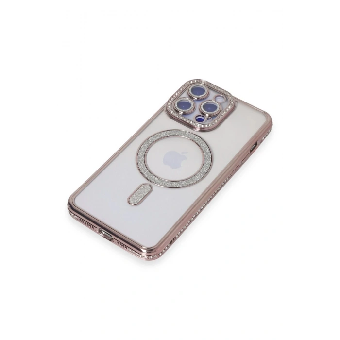 Newface iPhone 15 Pro Kılıf Joke Simli Magneticsafe Kılıf - Pembe