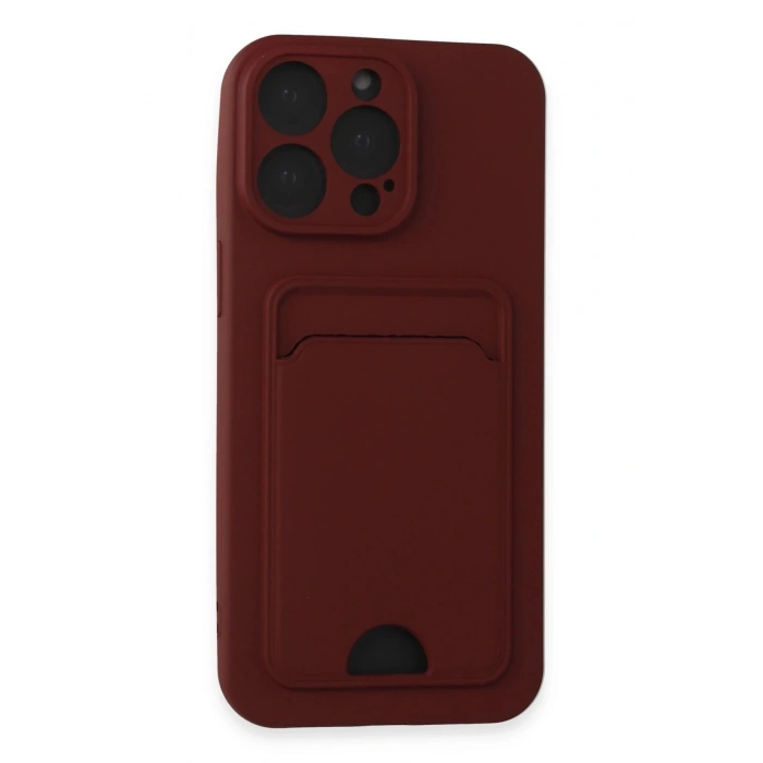 Newface iPhone 15 Pro Kılıf Kelvin Kartvizitli Silikon - Bordo