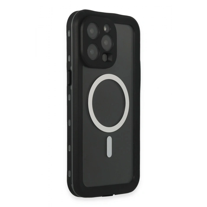 Newface iPhone 15 Pro Kılıf Red Pepper Magneticsafe Su Geçirmez Kılıf - Siyah-Gri