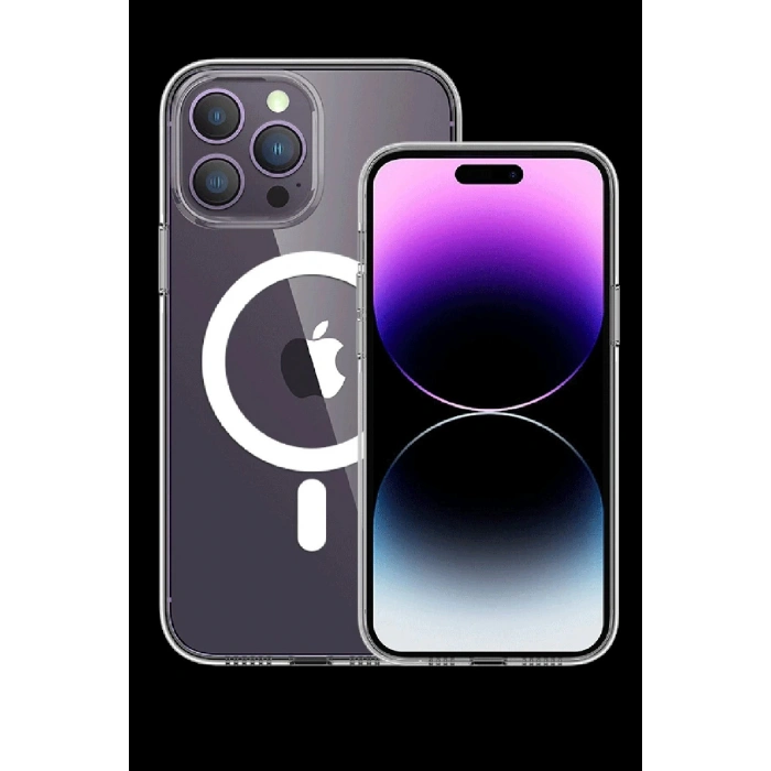Newface iPhone 15 Pro Kılıf Tron Şeffaf Magsafe Kapak - Şeffaf