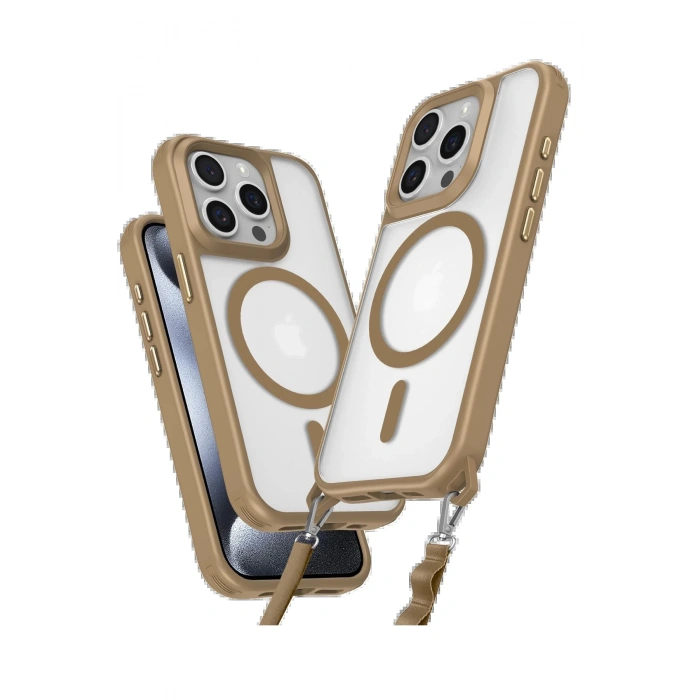 Newface iPhone 15 Pro Max Kılıf Enka Magsafe Silikon Kılıf - Desert